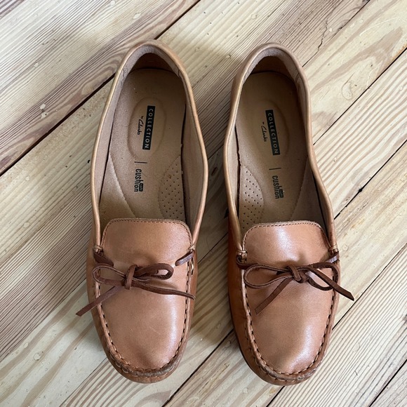 Clarks Collection Tan Leather Driving Moccasins Loafers Womens 10 Casual Preppy - Picture 3 of 8